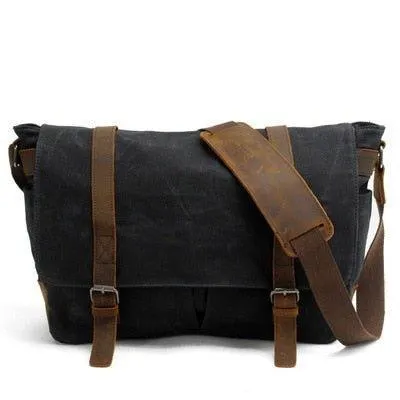 Woosir Vintage Canvas Leather Trim Camera Messenger Bag